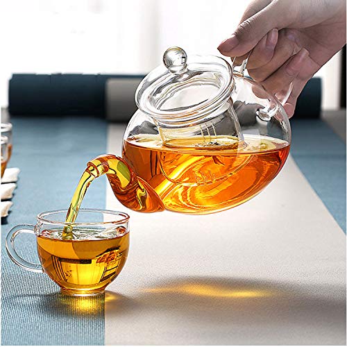 DOPUDO Glass Teapot with Removable Clear Infuser  27 oz/ 800 ml Stove Top & Microwave Safe Borosilicate Glass Kettle with Loose Leaf Tea Strainer For Flower Blooming Tea - Image 2